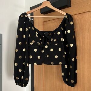 Urban Outfitters Rosalind Metallic Puff Sleeve Top